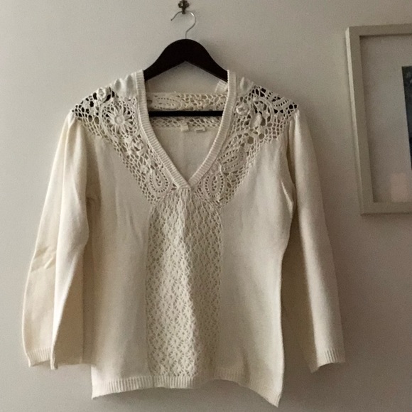 Moth | Anthropologie Cream Hooded Sweater - Picture 1 of 8